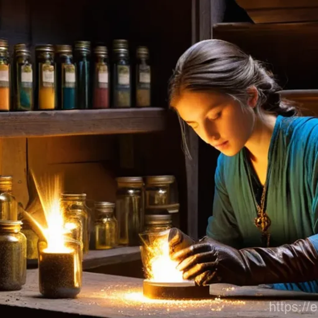 아키에이지 장비 분해 전략 - **Prompt 1: The Alchemist of Disassembly**
"A diligent female alchemist, approximately 30 years ...