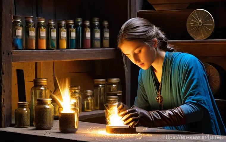 아키에이지 장비 분해 전략 - **Prompt 1: The Alchemist of Disassembly**
    "A diligent female alchemist, approximately 30 years ...