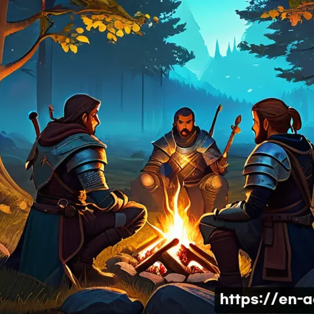 아키에이지 클래식 서버 소개 - A vibrant fantasy MMORPG scene depicting a group of diverse adventurers in detailed, classic medieva...