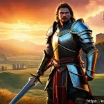 아키에이지 영웅 시스템 설명 - A dynamic fantasy warrior character in detailed armor wielding a glowing sword and shield, standing ...