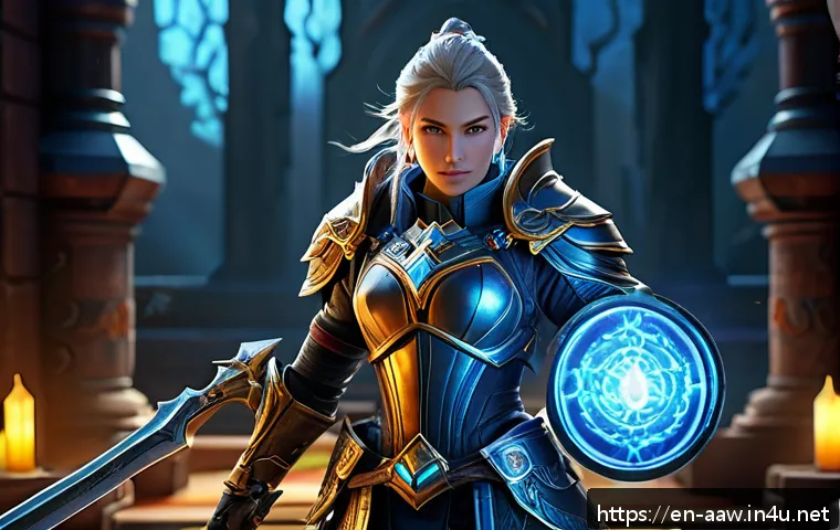 아키에이지 시즌별 전략적 준비 - A detailed fantasy-themed armory scene showcasing a player character examining newly upgraded gear w...